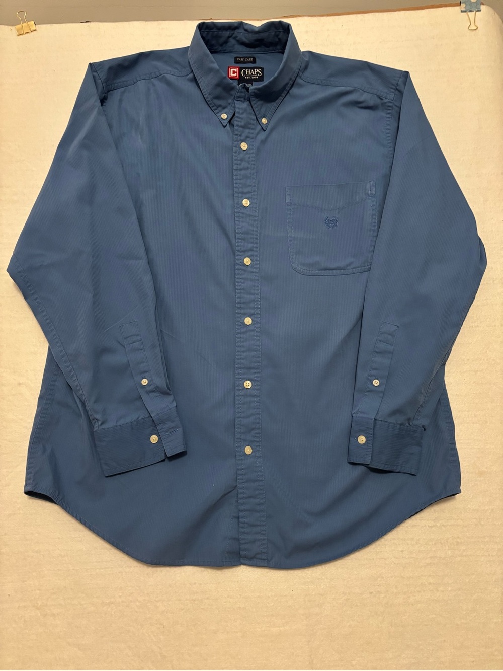 Chaps Men’s Navy Blue Long-Sleeve Button-Down Shirt-Large